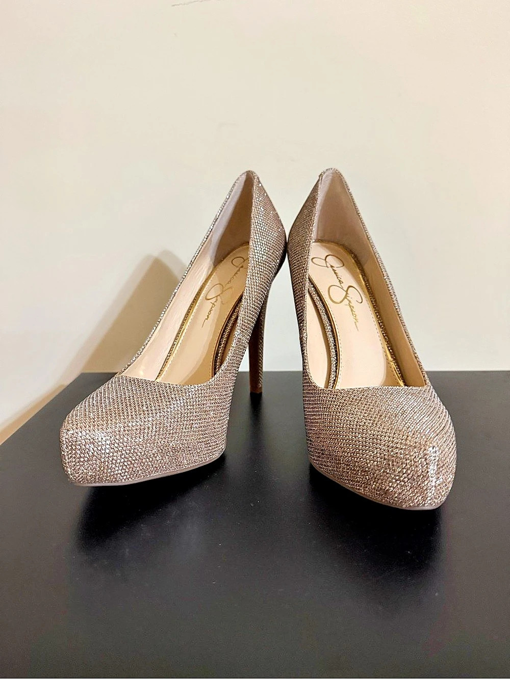 Jessica Simpson Parisah Platform Pump Gold Heels US 8.5 - NIB